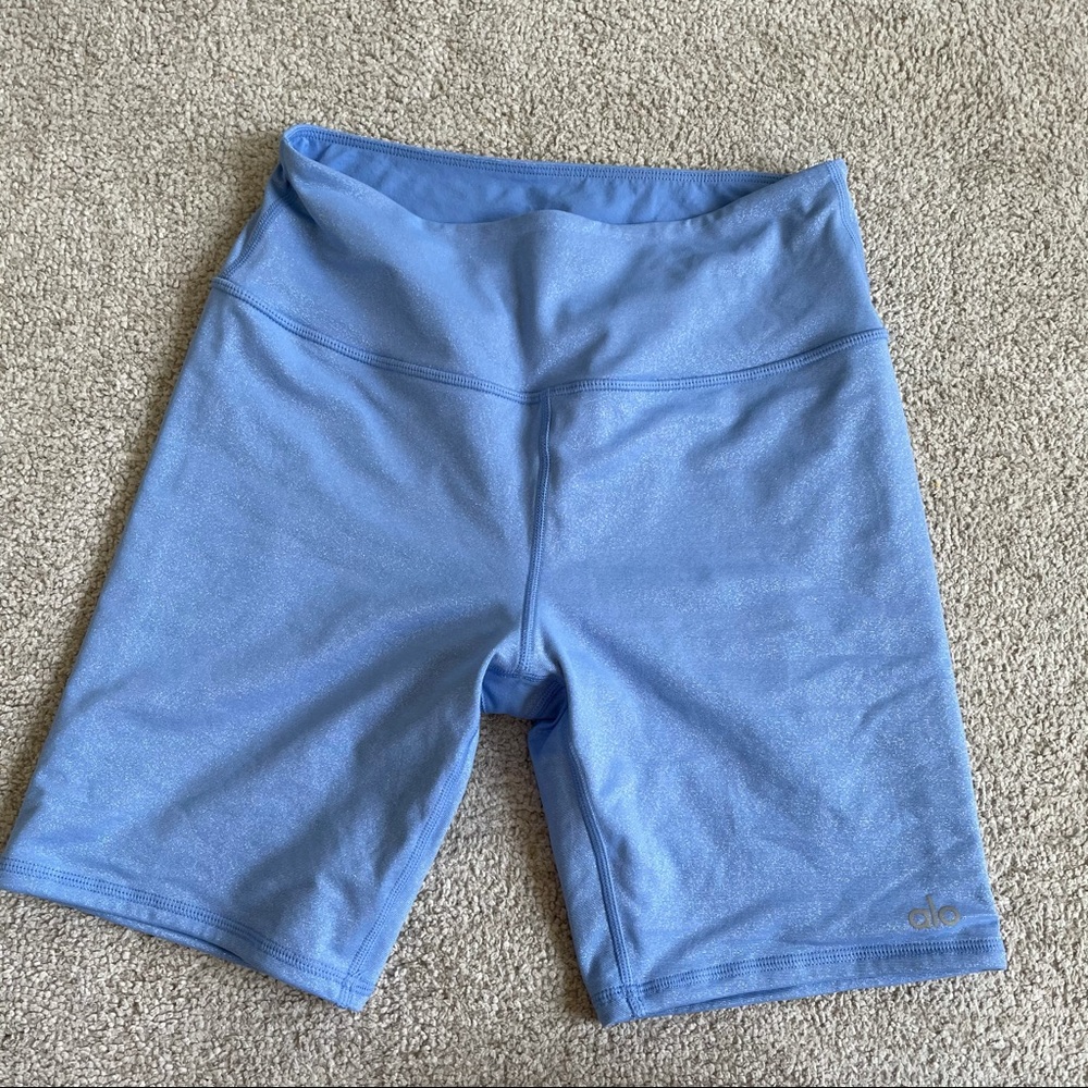Alo yoga high waist glitter bike short marina blue - Picture 5 of 8